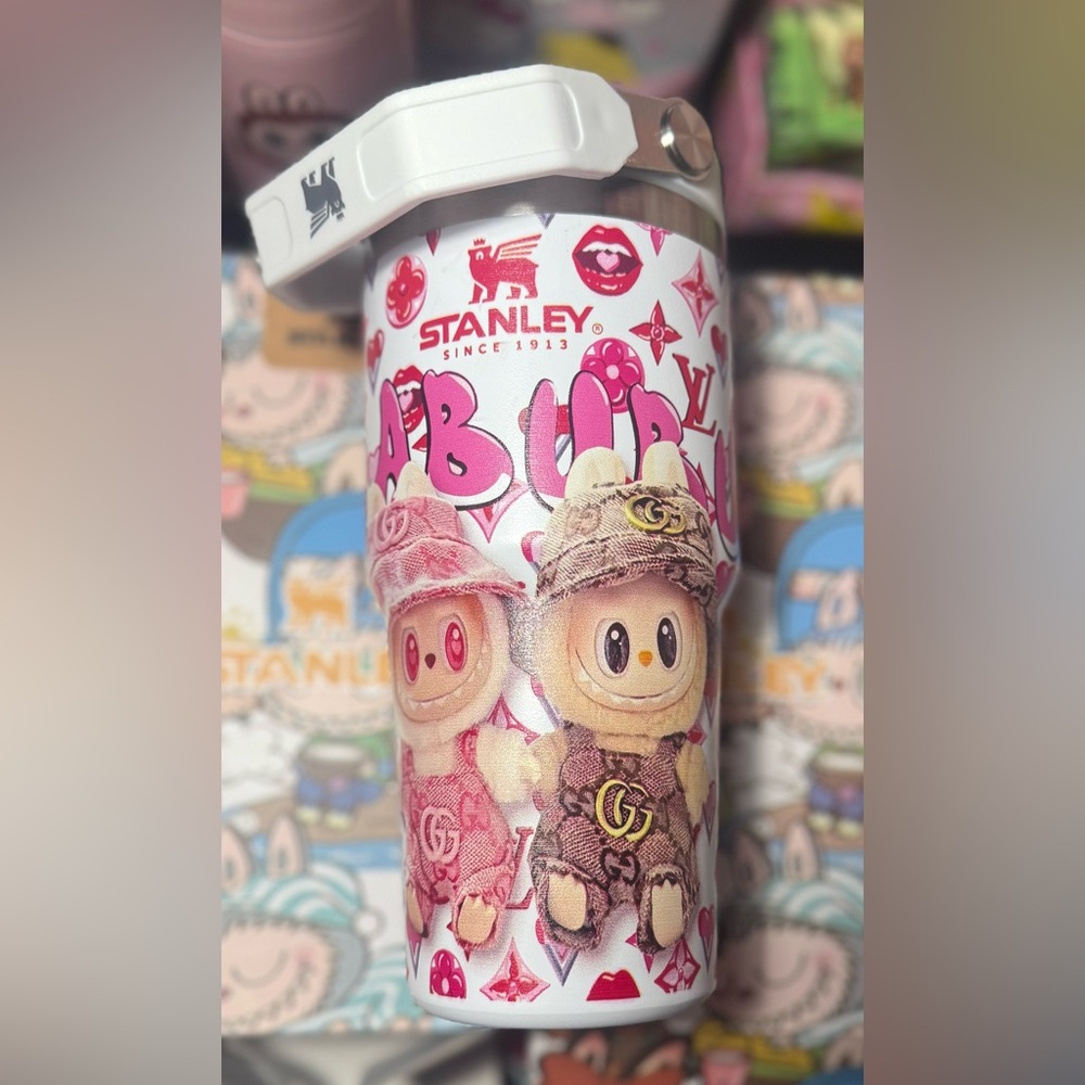 Stanley Pink and White la bubu Tumbler 20 oz